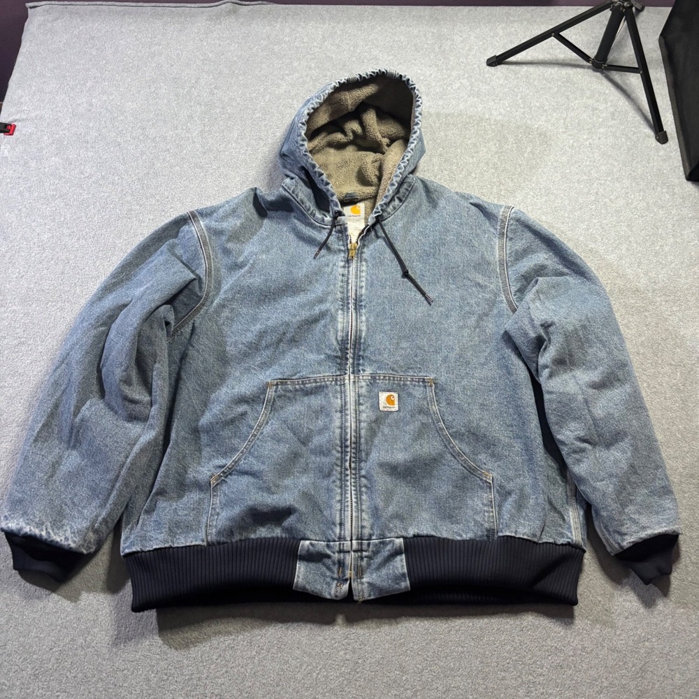 Carhartt J282 DPS Hooded Active Jacket Mens 2XL Deepstone Denim Vintage Sherpa
